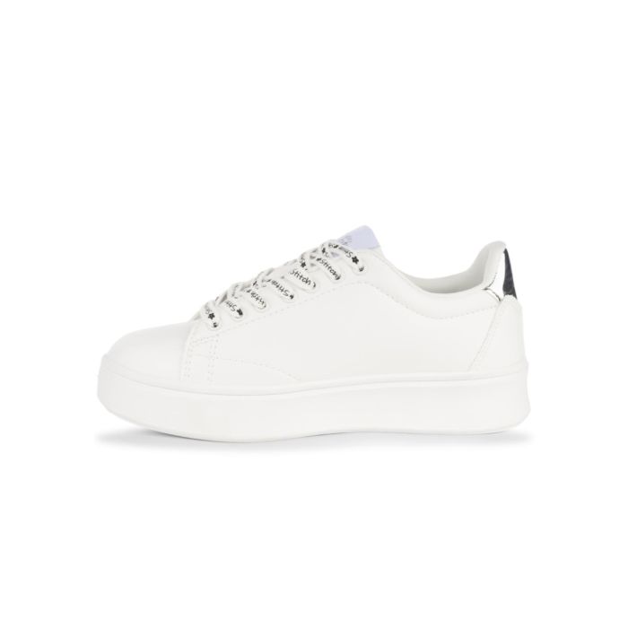 Girl's White Sneakers with Stitch Print and laces with writing - Image 6